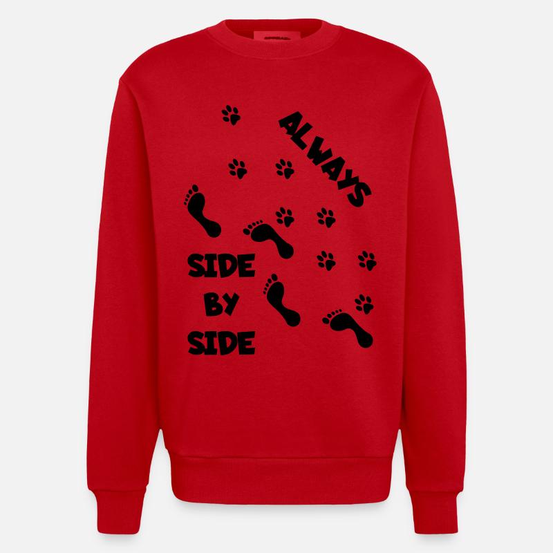 Seite an Seite mit Hund * - Heavyweight Oversized Organic Crew Neck Made in EU - Rot