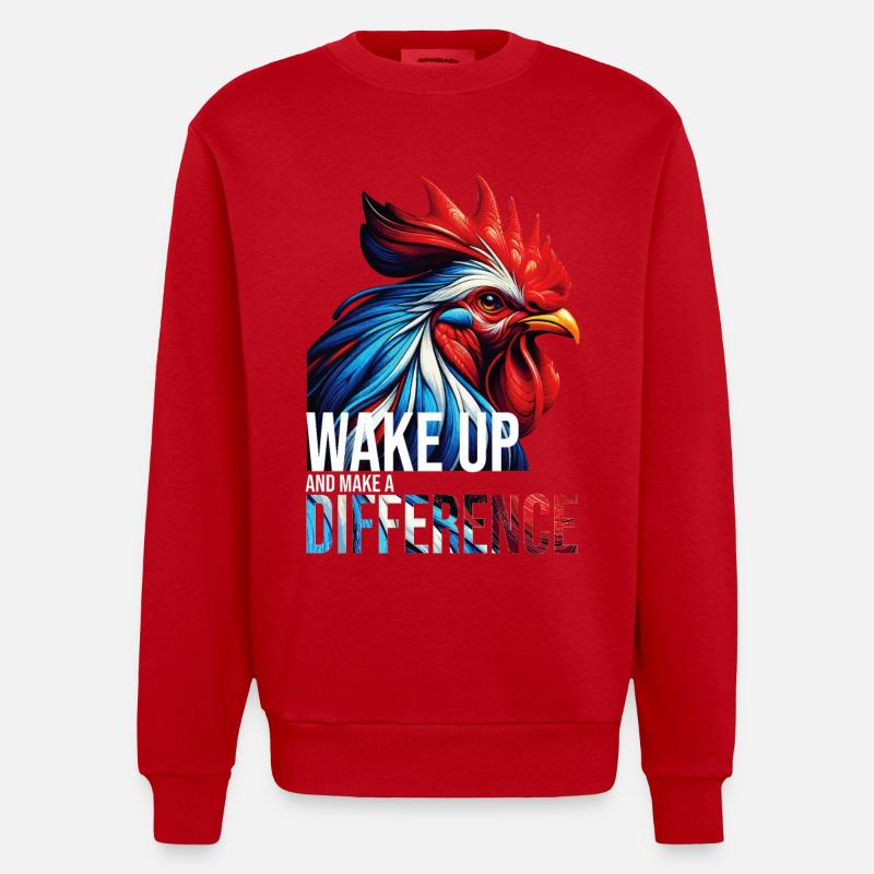 WAKE UP AND MAKE A DIFFERENCE-DB - Heavyweight Oversized Organic Crew Neck Made in EU - red