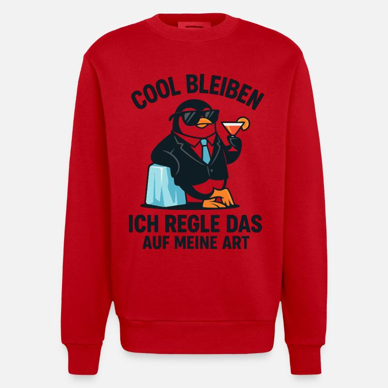 Penguin Cocktail Anzug - Heavyweight Oversized Organic Crew Neck Made in EU - Rot