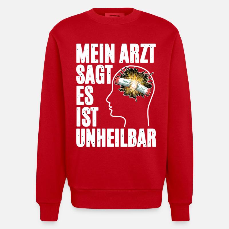 Pyrotechnie dans la tête - Sweat bio épais oversize fabriqué en UE - rouge