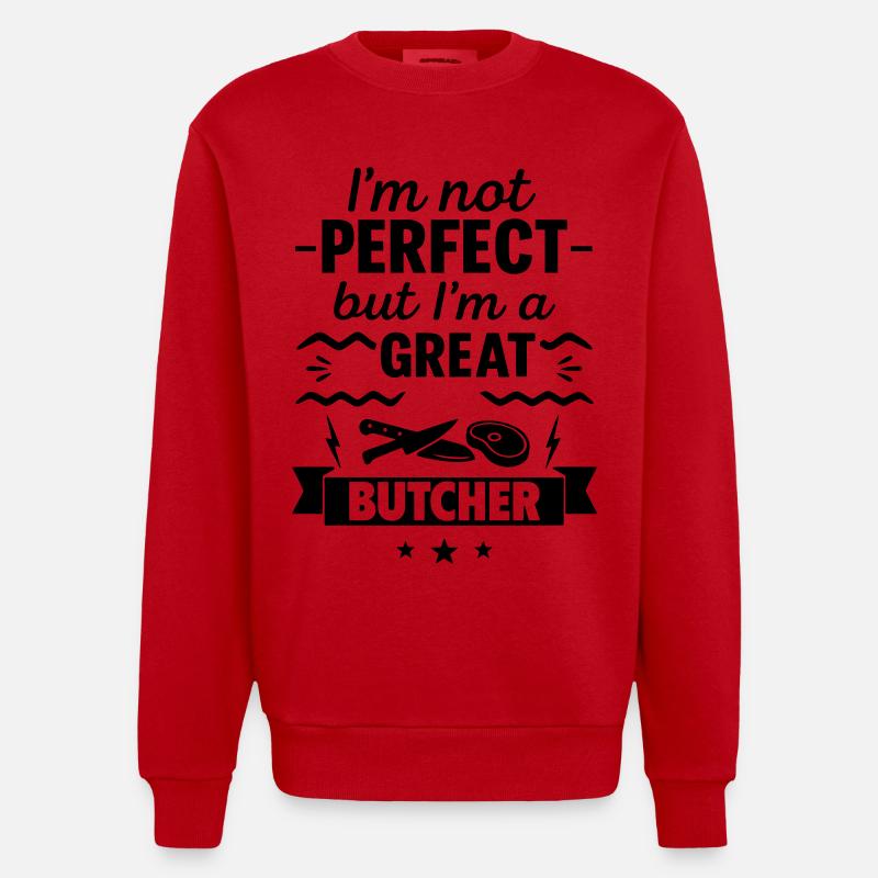 Pas parfait mais un grand boucher - Sweat bio épais oversize fabriqué en UE - rouge