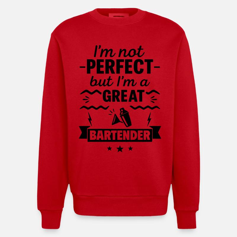Nicht perfekt aber ein super Barkeeper - Heavyweight Oversized Organic Crew Neck Made in EU - Rot
