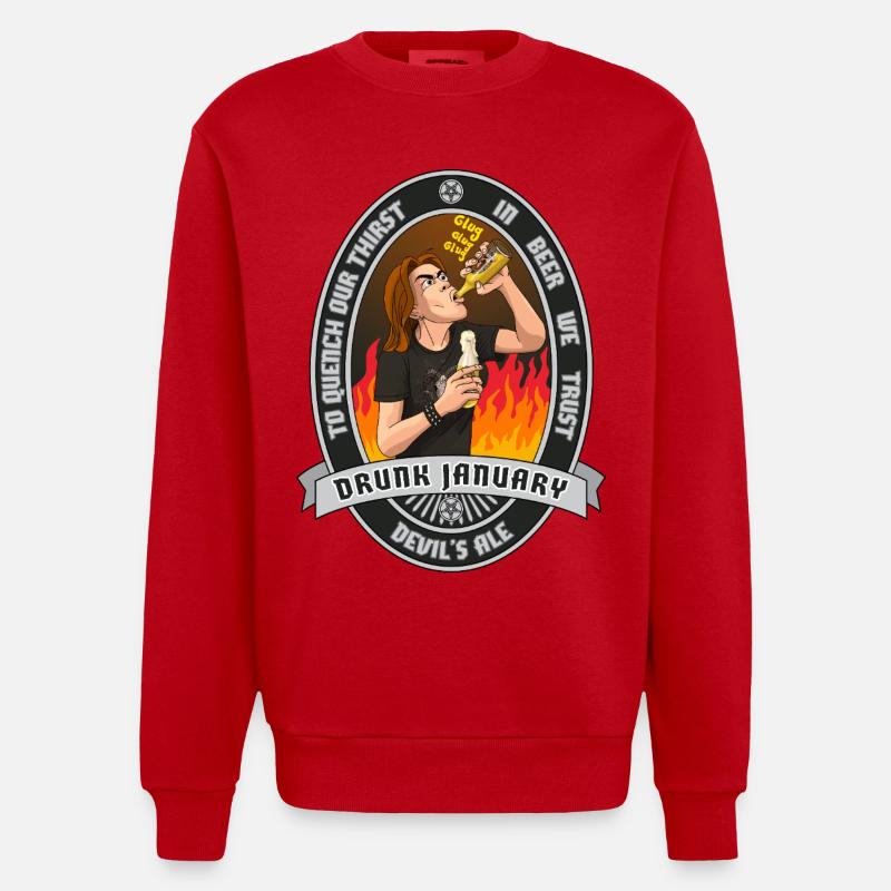 Drunk January - Sweat bio épais oversize fabriqué en UE - rouge