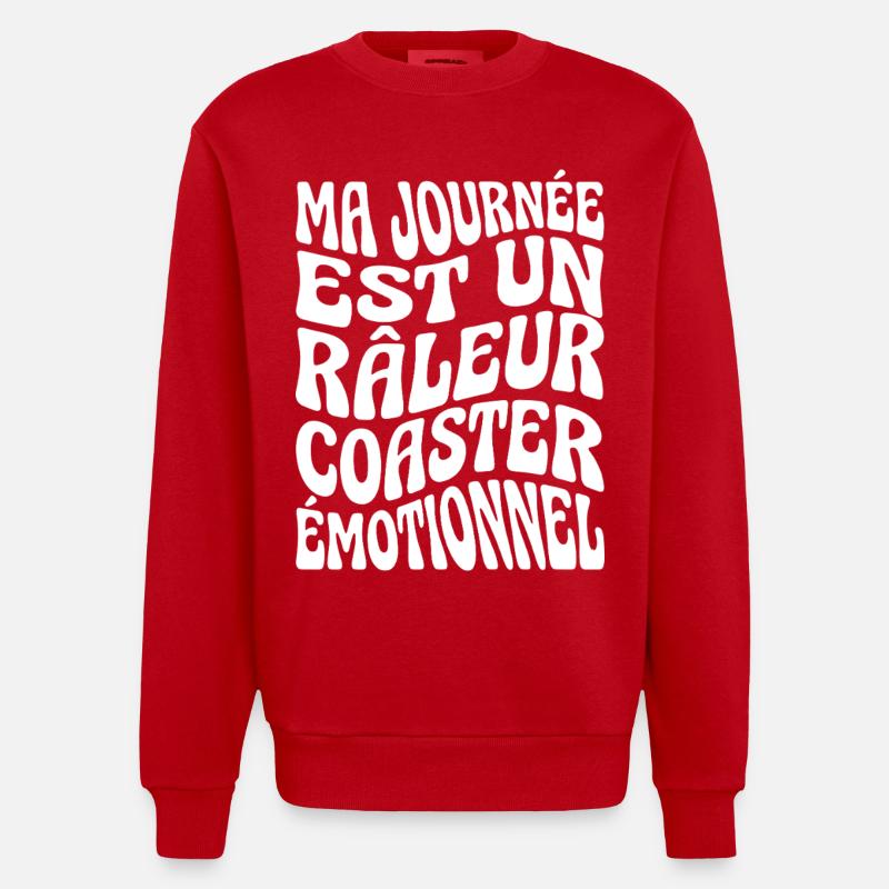 Grognon Humour Râleur Coaster - Sweat bio épais oversize fabriqué en UE - rouge