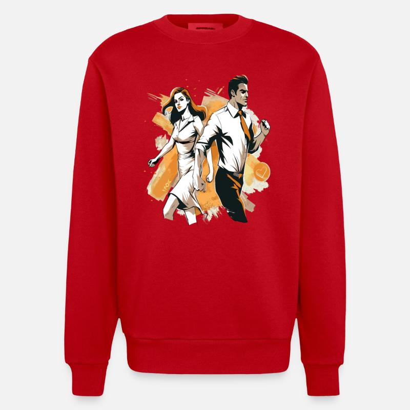 Couple breaks out and dances - Heavyweight Oversized Organic Crew Neck Made in EU - red