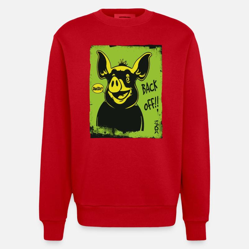 Drôle de cochon : Va-t’en, va-t’en - Sweat bio épais oversize fabriqué en UE - rouge
