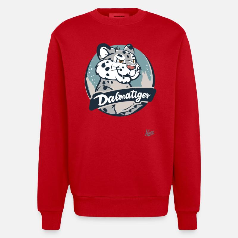 Der Dalmatiger: Der Dalmatiner-Tiger - Heavyweight Oversized Organic Crew Neck Made in EU - Rot