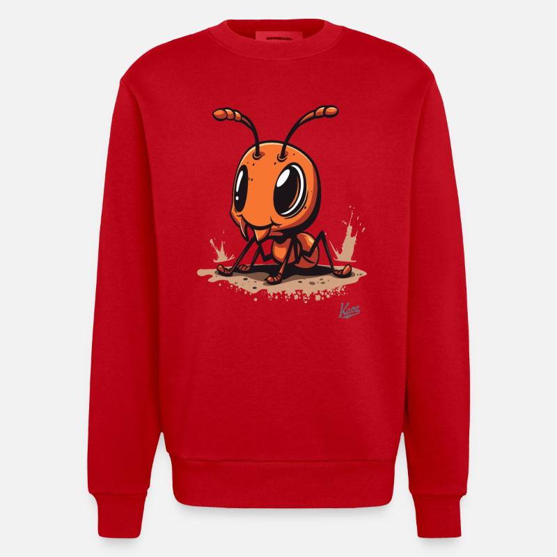 Mignon petit bébé fourmi - Sweat bio épais oversize fabriqué en UE - rouge