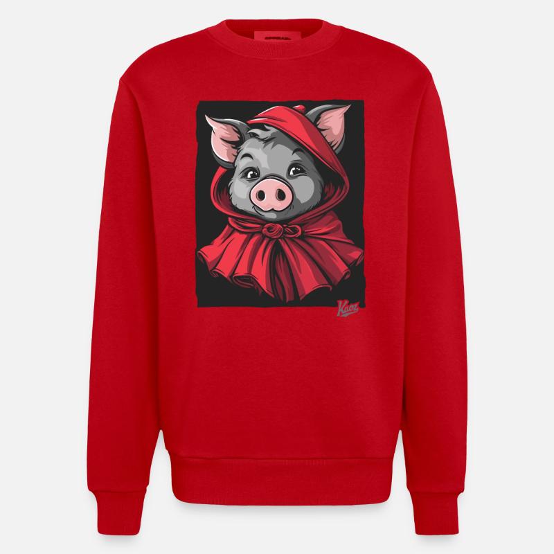 Das Märchen vom kleinen Rotkäppchen-Schwein - Heavyweight Oversized Organic Crew Neck Made in EU - Rot