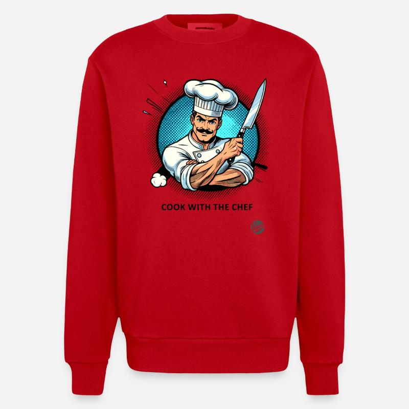 Cuisiner avec le chef-chef - Sweat bio épais oversize fabriqué en UE - rouge