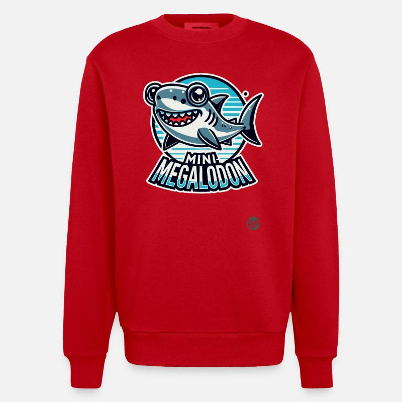 Petit requin mégalodon mignon - Sweat bio épais oversize fabriqué en UE - rouge