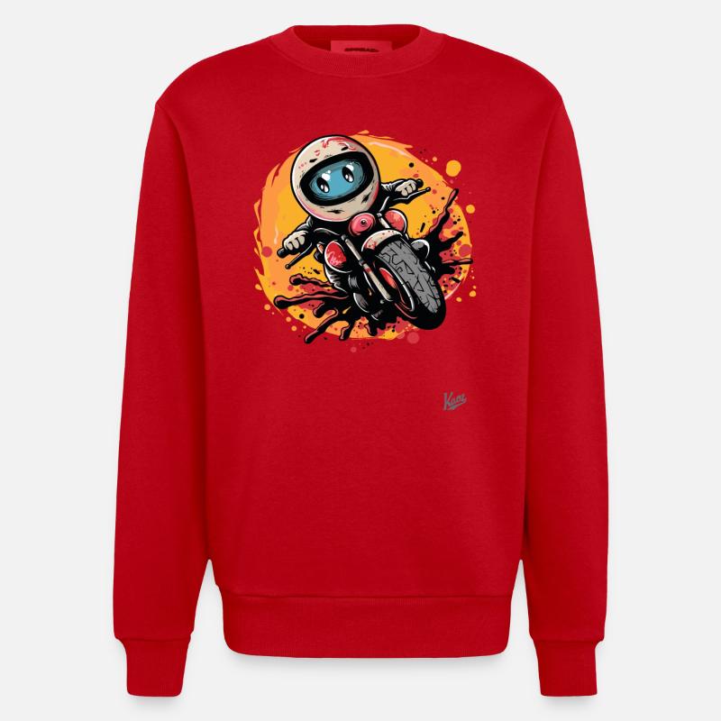 Süßes Motorrad-Comic - Heavyweight Oversized Organic Crew Neck Made in EU - Rot