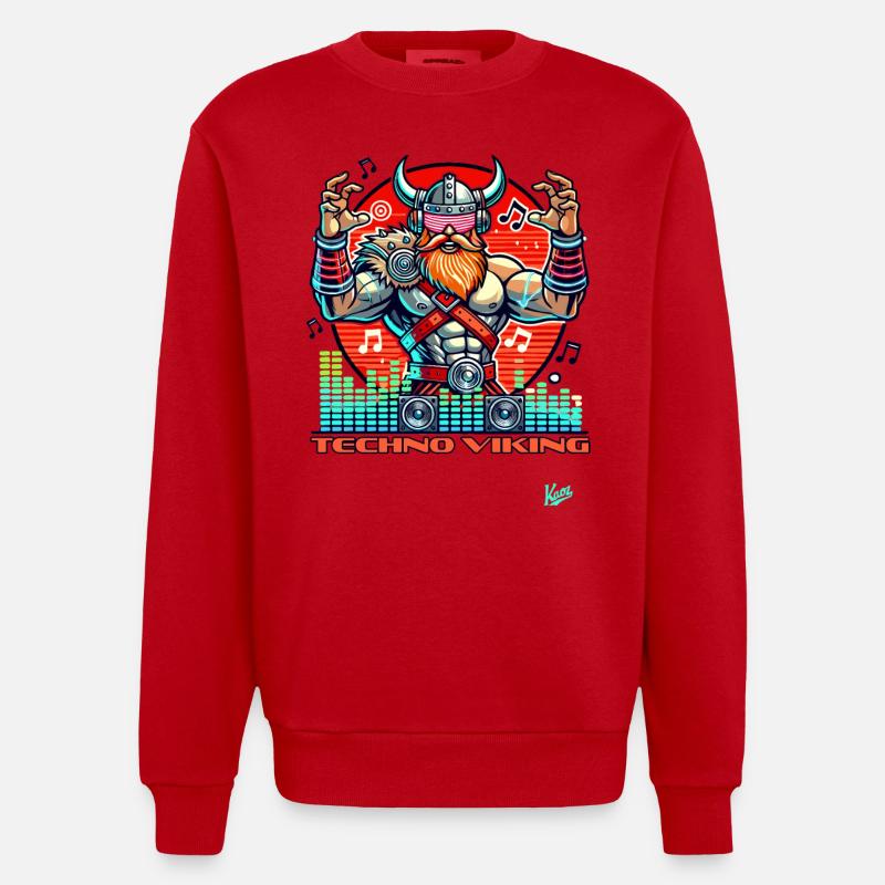 Techno-Musik Wikinger - Heavyweight Oversized Organic Crew Neck Made in EU - Rot