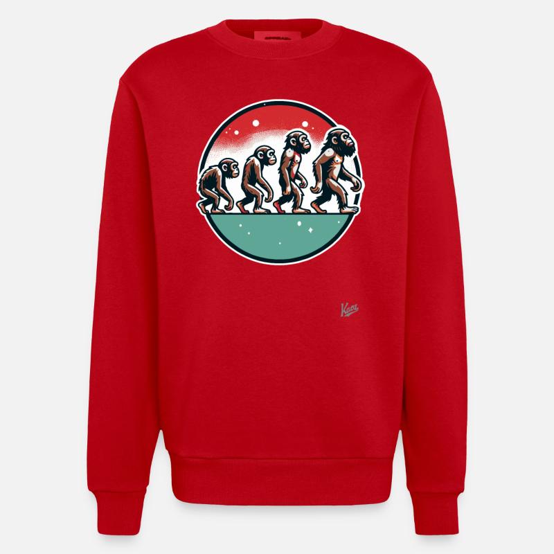 Evolution des Affen - Heavyweight Oversized Organic Crew Neck Made in EU - Rot