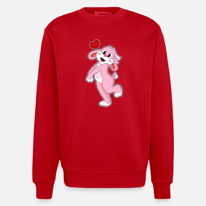 Rabbit Bride Veil Wedding - Heavyweight Oversized Organic Crew Neck Made in EU - red