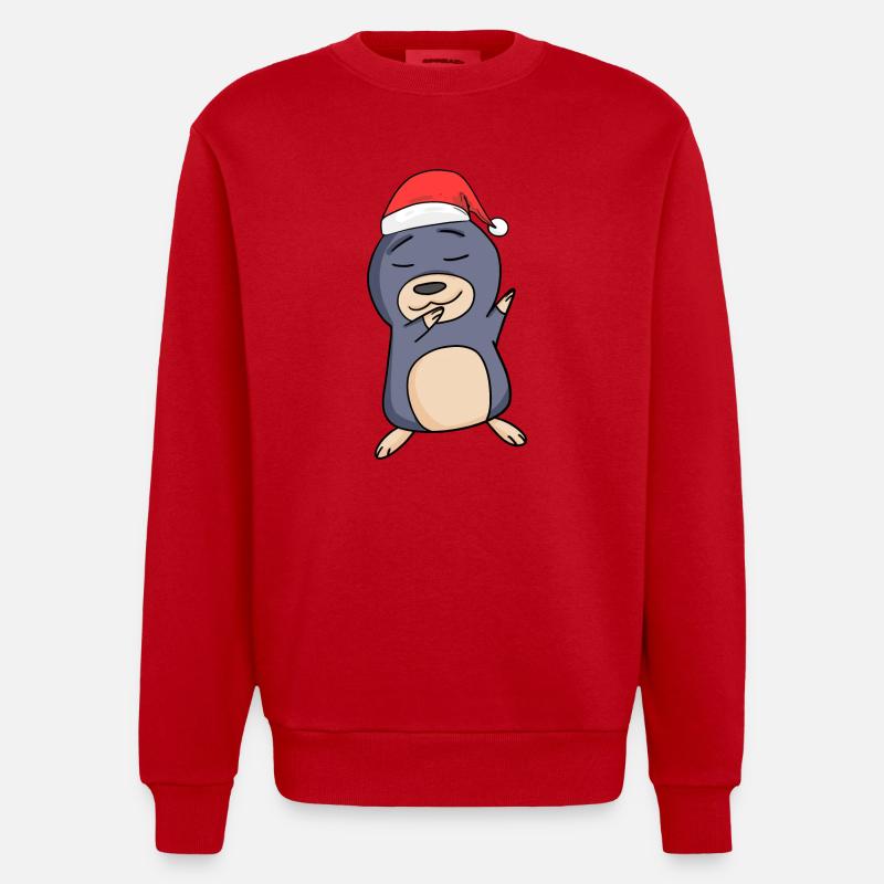 Mole Christmas - Heavyweight Oversized Organic Crew Neck Made in EU - red