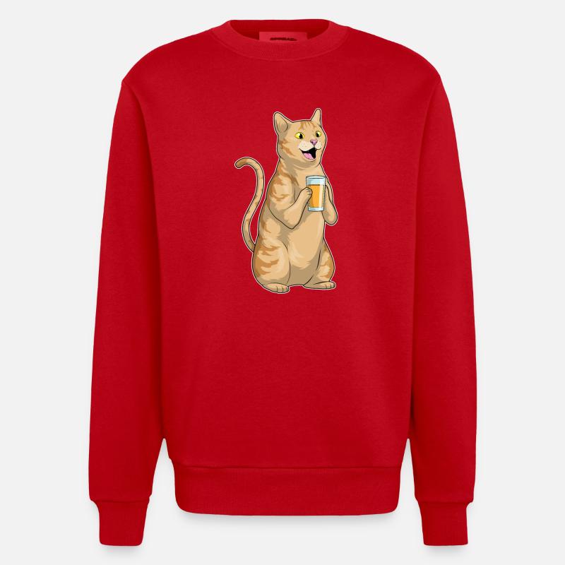 Katze Saft - Heavyweight Oversized Organic Crew Neck Made in EU - Rot