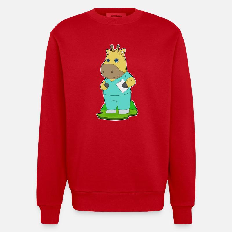 Giraffe Krankenschwester - Heavyweight Oversized Organic Crew Neck Made in EU - Rot