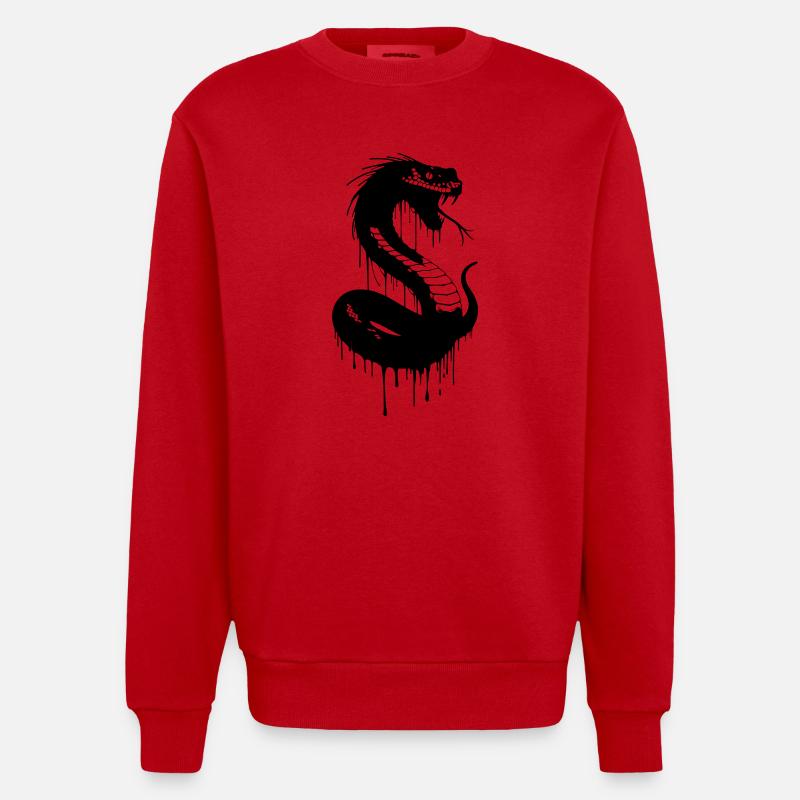 Schwarze Schlange mit tropfender Tinte - Heavyweight Oversized Organic Crew Neck Made in EU - Rot