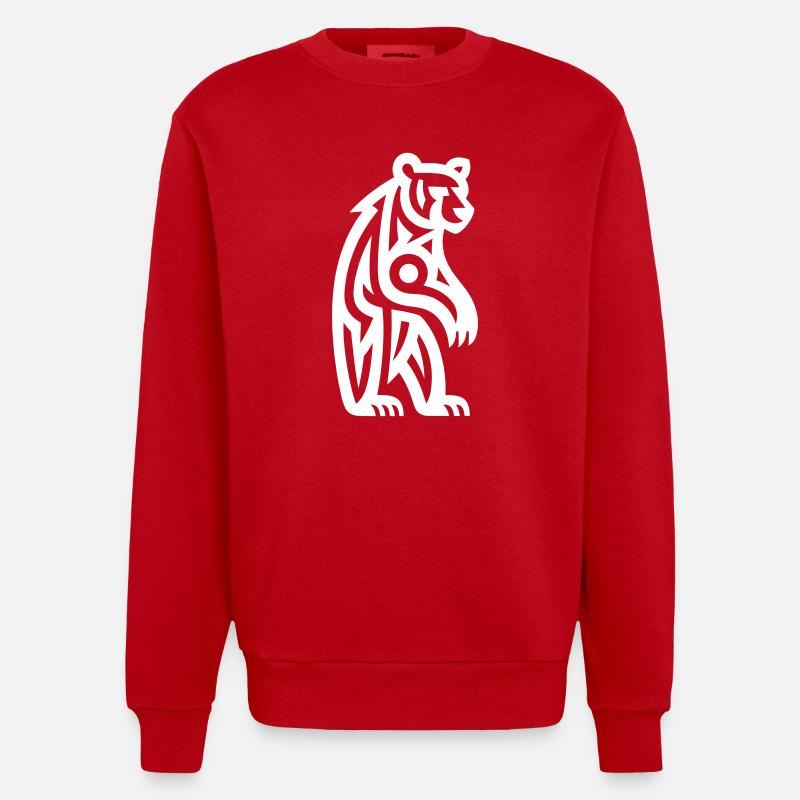 Just a White Bear #3 / JustN-imal - Sweat bio épais oversize fabriqué en UE - rouge
