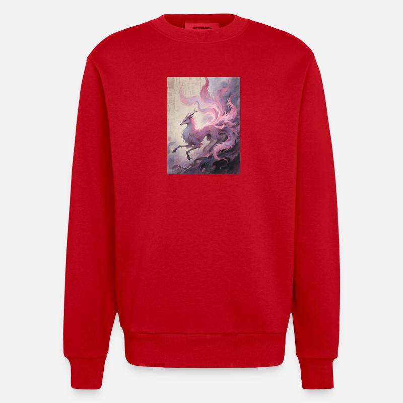 The Silk Chrysalis: Nine-Tailed Fox - Heavyweight Oversized Organic Crew Neck Made in EU - red