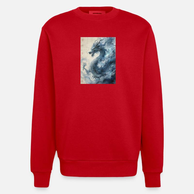 Die Sternennacht: Blauer Drache – Aether - Heavyweight Oversized Organic Crew Neck Made in EU - Rot