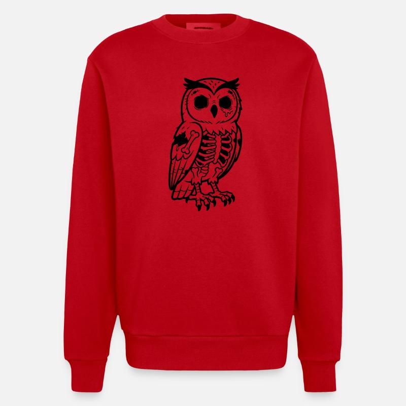 Chouette Zombie - Sweat bio épais oversize fabriqué en UE - rouge