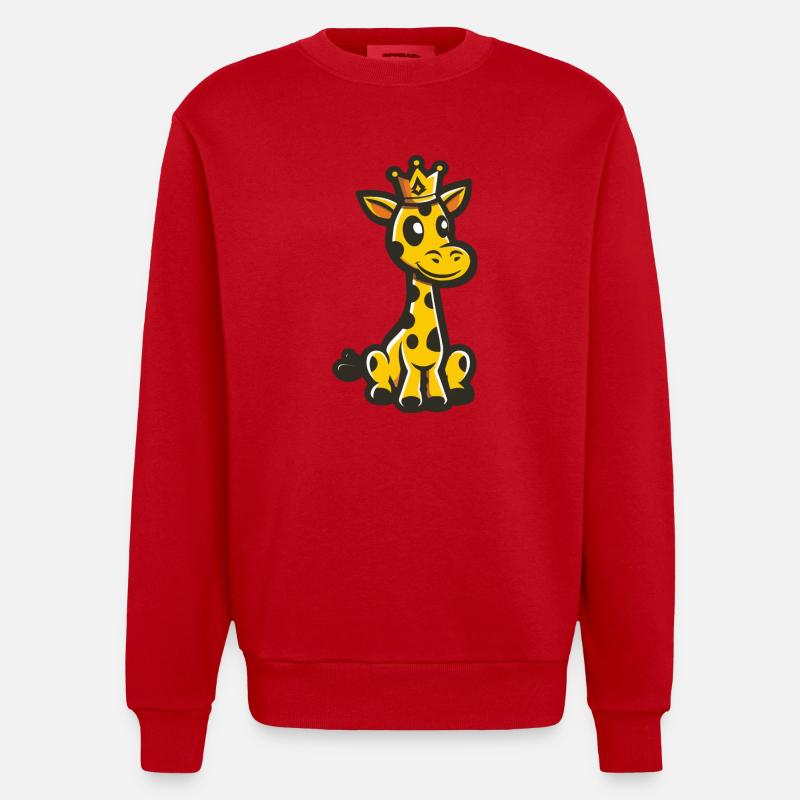 Giraffe Comic Krone - Heavyweight Oversized Organic Crew Neck Made in EU - Rot