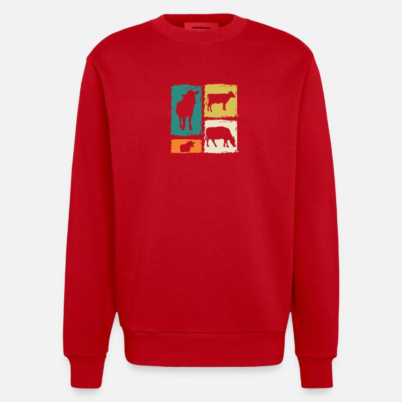 Vache Highland Bovins Vaches - Sweat bio épais oversize fabriqué en UE - rouge