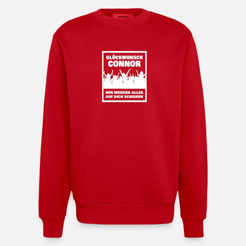 Connor comme prénom - Sweat bio épais oversize fabriqué en UE - rouge