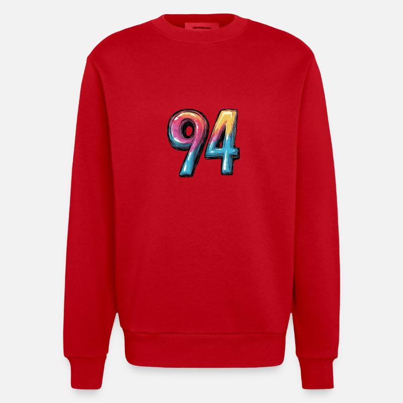 Bande dessinée à 94 numéros - Sweat bio épais oversize fabriqué en UE - rouge