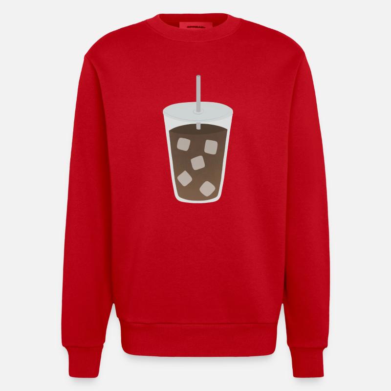 Iced Coffee Cube Pattern - Heavyweight Oversized Organic Crew Neck Made in EU - red