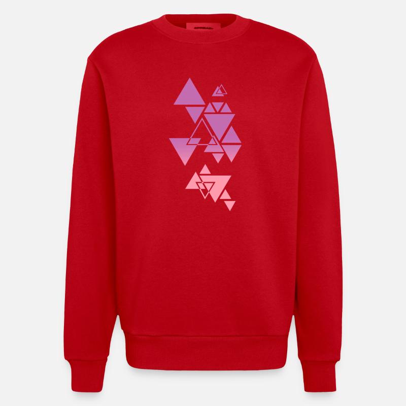 Gradient Triangle Pattern Pink - Heavyweight Oversized Organic Crew Neck Made in EU - red