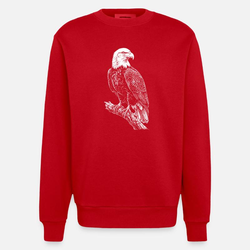 Silhouette d’aigle perché - Sweat bio épais oversize fabriqué en UE - rouge