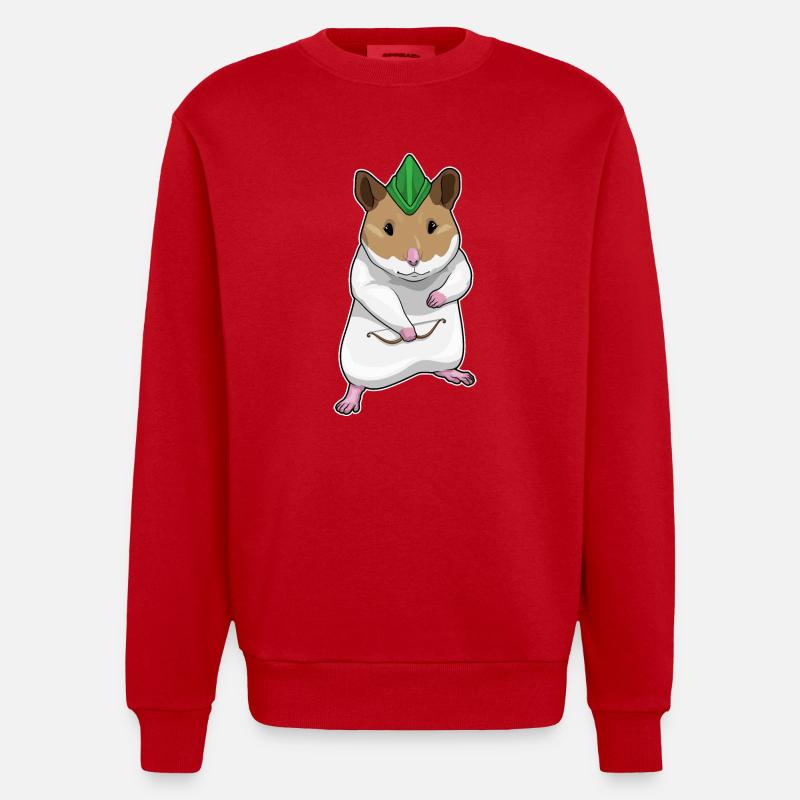 Hamster Bogenschütze Bogen - Heavyweight Oversized Organic Crew Neck Made in EU - Rot