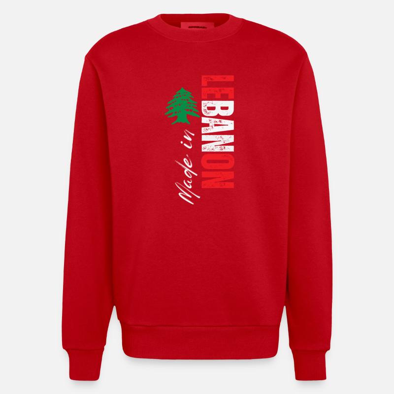 Fabriqué au Liban, design vertical - Sweat bio épais oversize fabriqué en UE - rouge