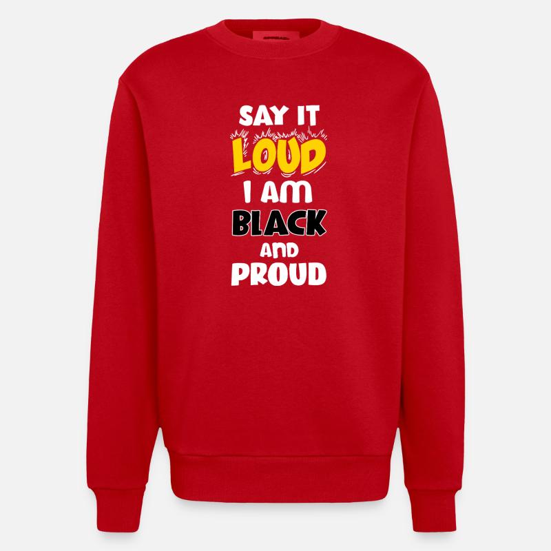 Loud Black Bold Statement Empowerment Design - Heavyweight Oversized Organic Crew Neck Made in EU - red
