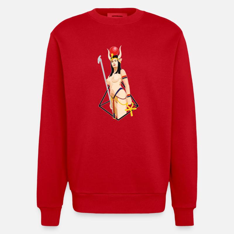 HATHOR (Déesse égyptienne) - Sweat bio épais oversize fabriqué en UE - rouge