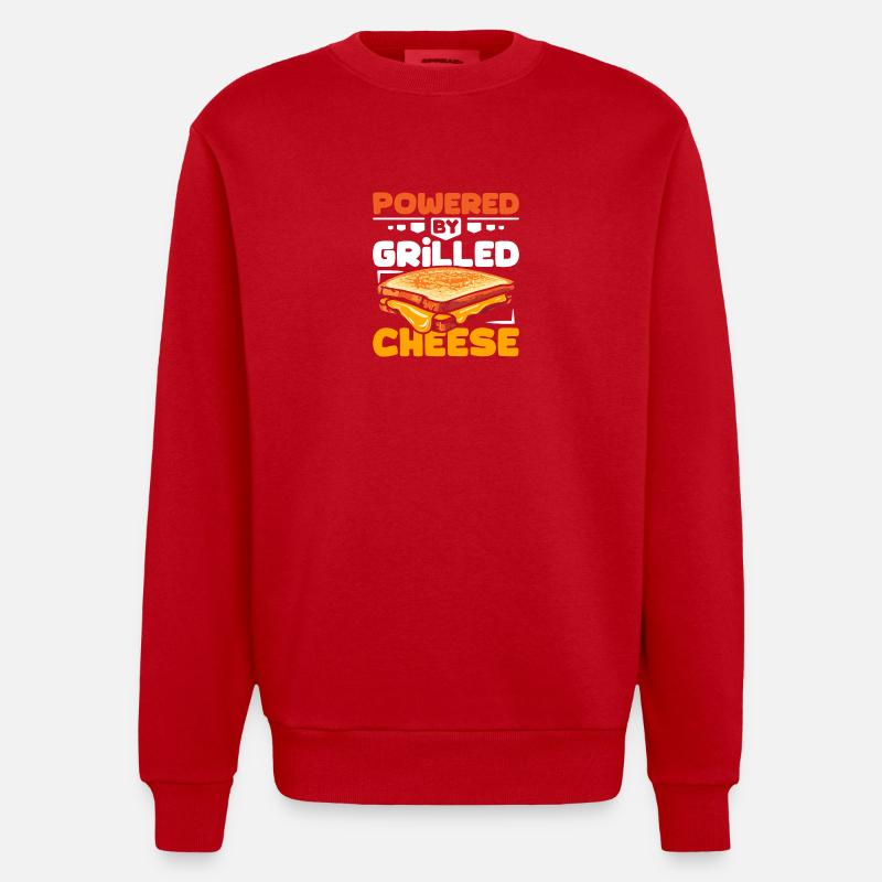 Powered by Grilled cheese - Heavyweight Oversized Organic Crew Neck Made in EU - Rot