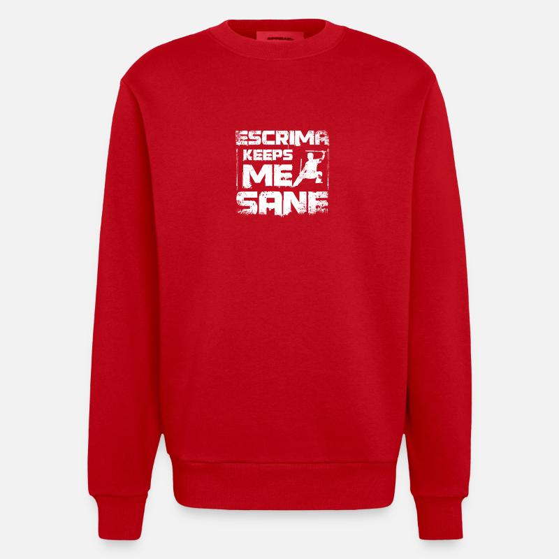 Escrima keeps me sane - Heavyweight Oversized Organic Crew Neck Made in EU - red