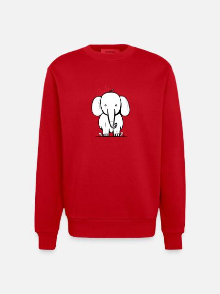 Elephant smile - Heavyweight Oversized Organic Crew Neck Made in EU - red