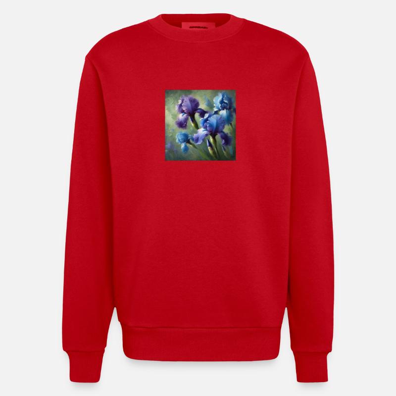 Ästhetische Iris Blumen - Heavyweight Oversized Organic Crew Neck Made in EU - Rot