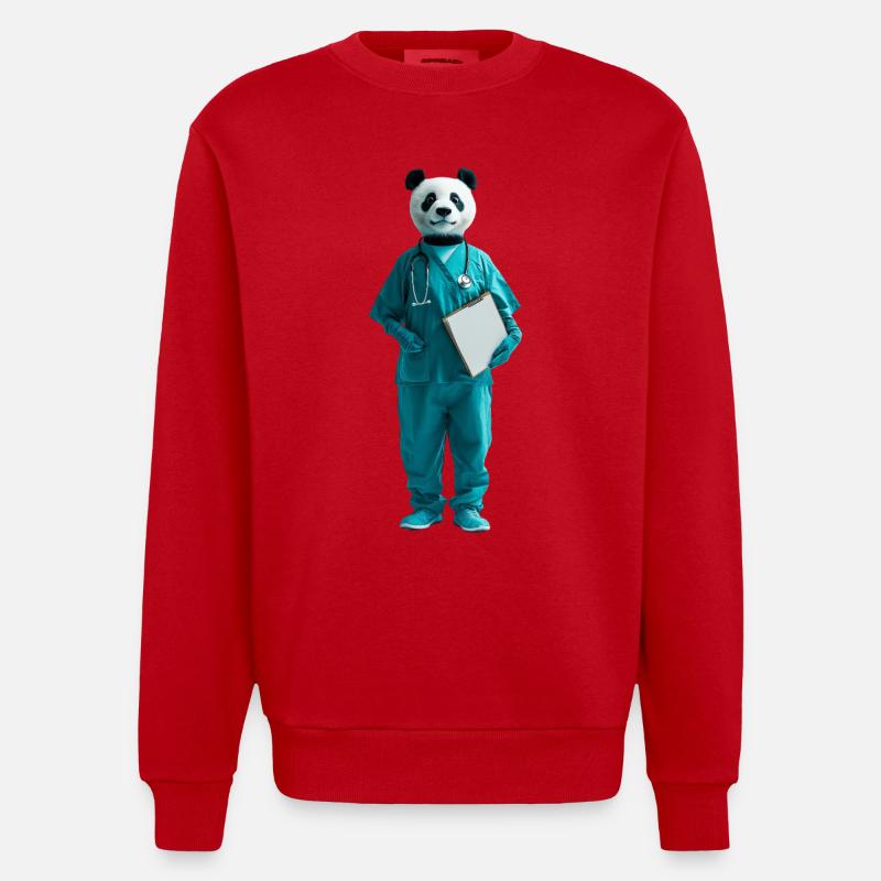 Panda - Heavyweight Oversized Organic Crew Neck Made in EU - Rot