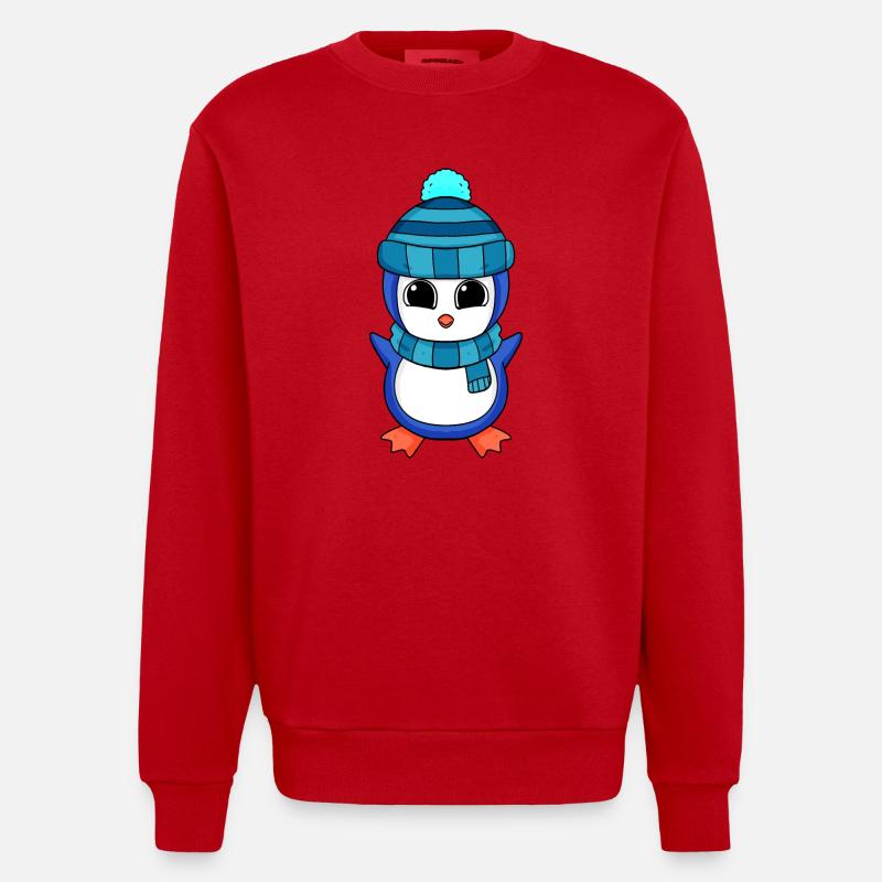 Pingouins Pingouins - Sweat bio épais oversize fabriqué en UE - rouge