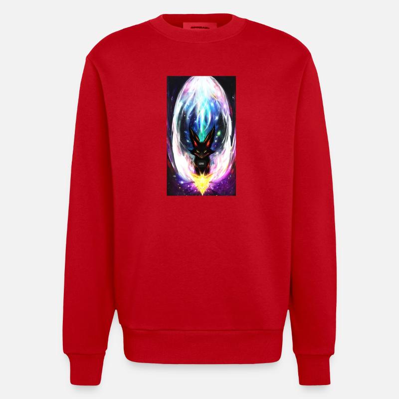 Lightning Wolf - Heavyweight Oversized Organic Crew Neck Made in EU - red