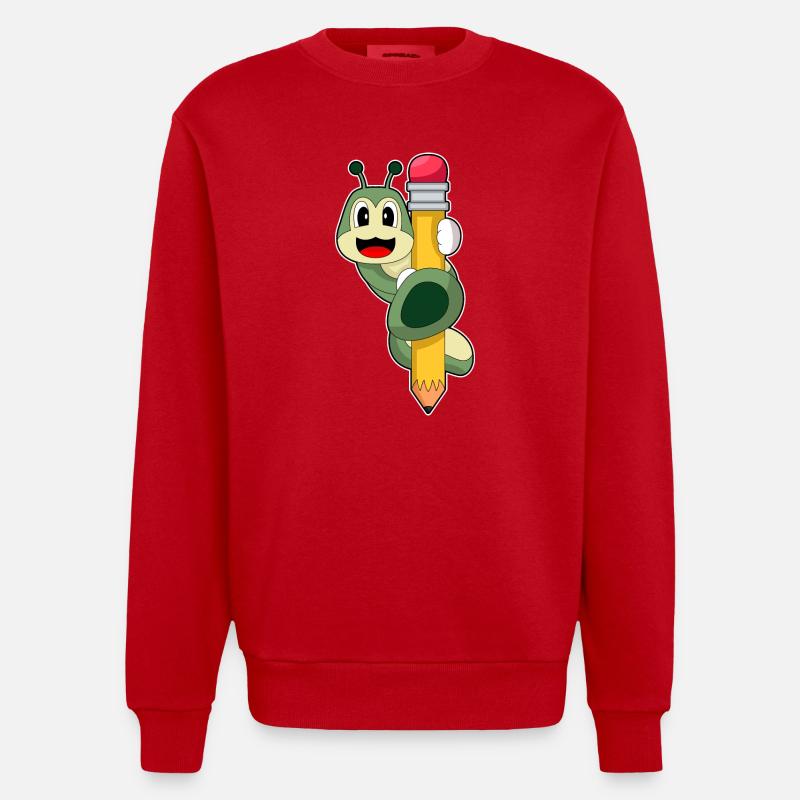 École de crayons Caterpillar Pupil - Sweat bio épais oversize fabriqué en UE - rouge