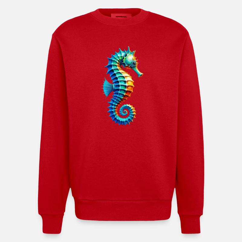 Seepferdchen - Heavyweight Oversized Organic Crew Neck Made in EU - Rot