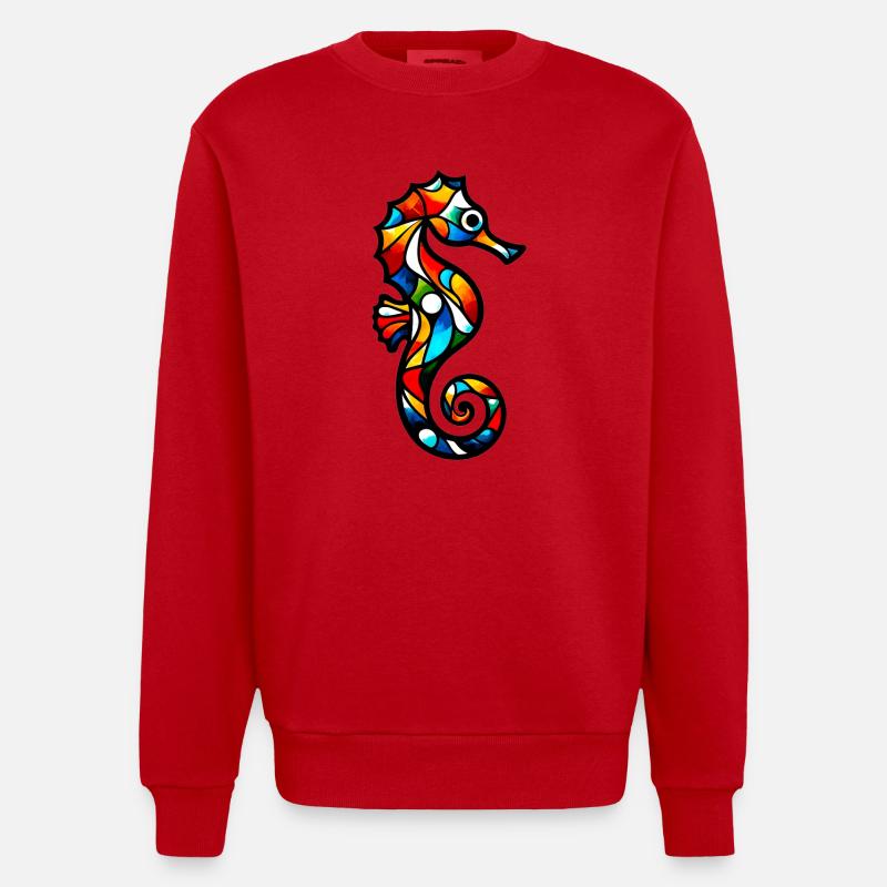 Seepferdchen - Heavyweight Oversized Organic Crew Neck Made in EU - Rot