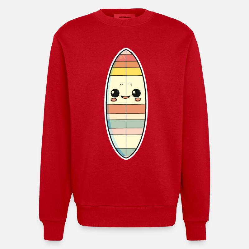 Planche de surf style bande dessinée - Sweat bio épais oversize fabriqué en UE - rouge