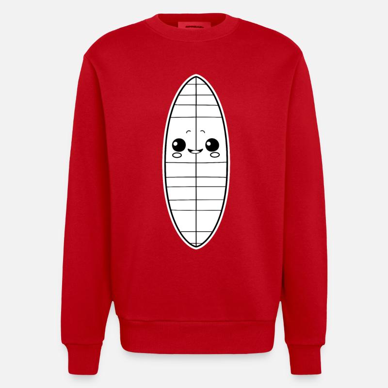 Planche de surf style dessin animé - Sweat bio épais oversize fabriqué en UE - rouge